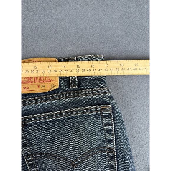 VTG Levis 512 Jeans Mens 34x31 Blue Denim Distressed Electric Acid Wash Grunge - Picture 3 of 8